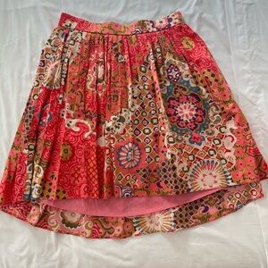 Bright pink pattern elastic band skirt